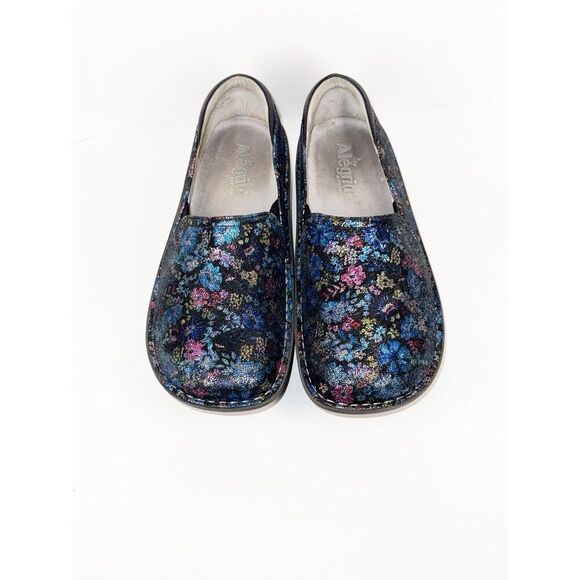 Alegria Shoes Leather SlipOn Loafer Debra Metallic Floral Comfort Nurse 38/8-8.5 - Picture 3 of 16
